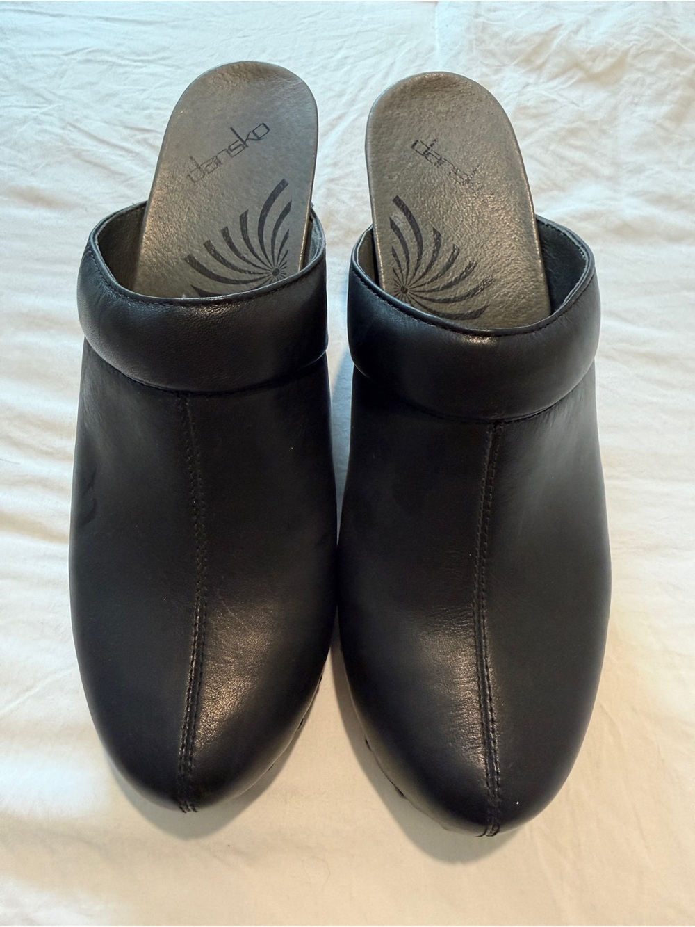 Dansko Black Leather Heeled Slip-On Mules - Picture 2 of 7